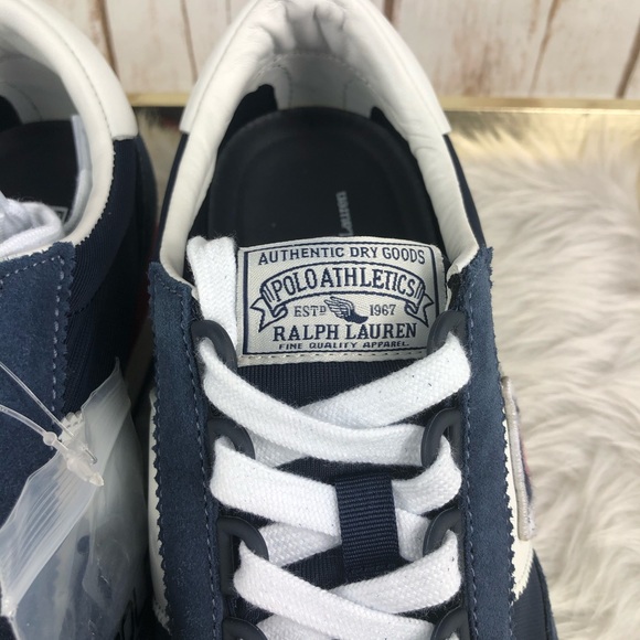 NEW Polo Ralph Lauren Train 90 Navy Sneakers - Picture 8 of 12